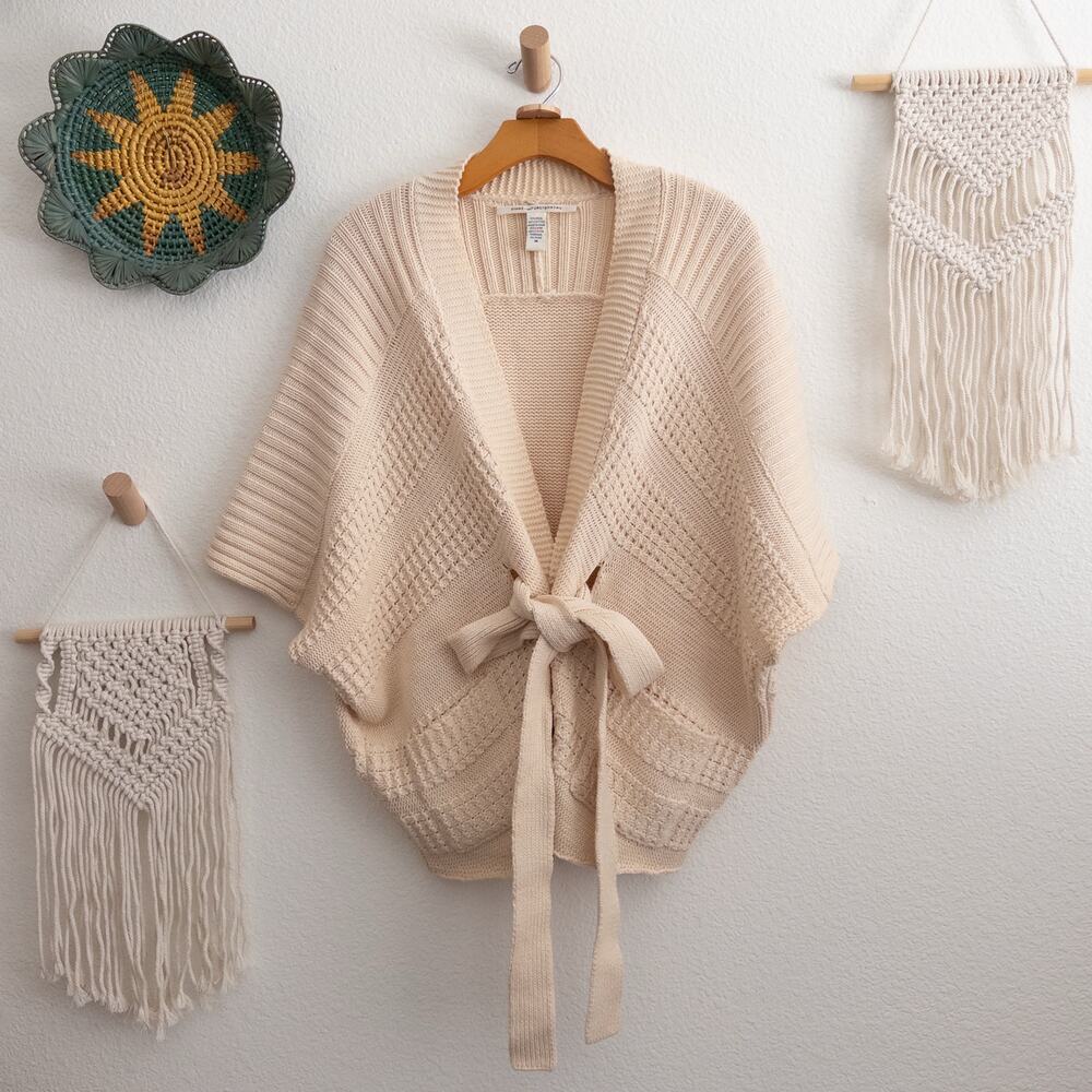 Diane von Furstenberg Cream Cardigan Sweater Tie Waist Size Medium